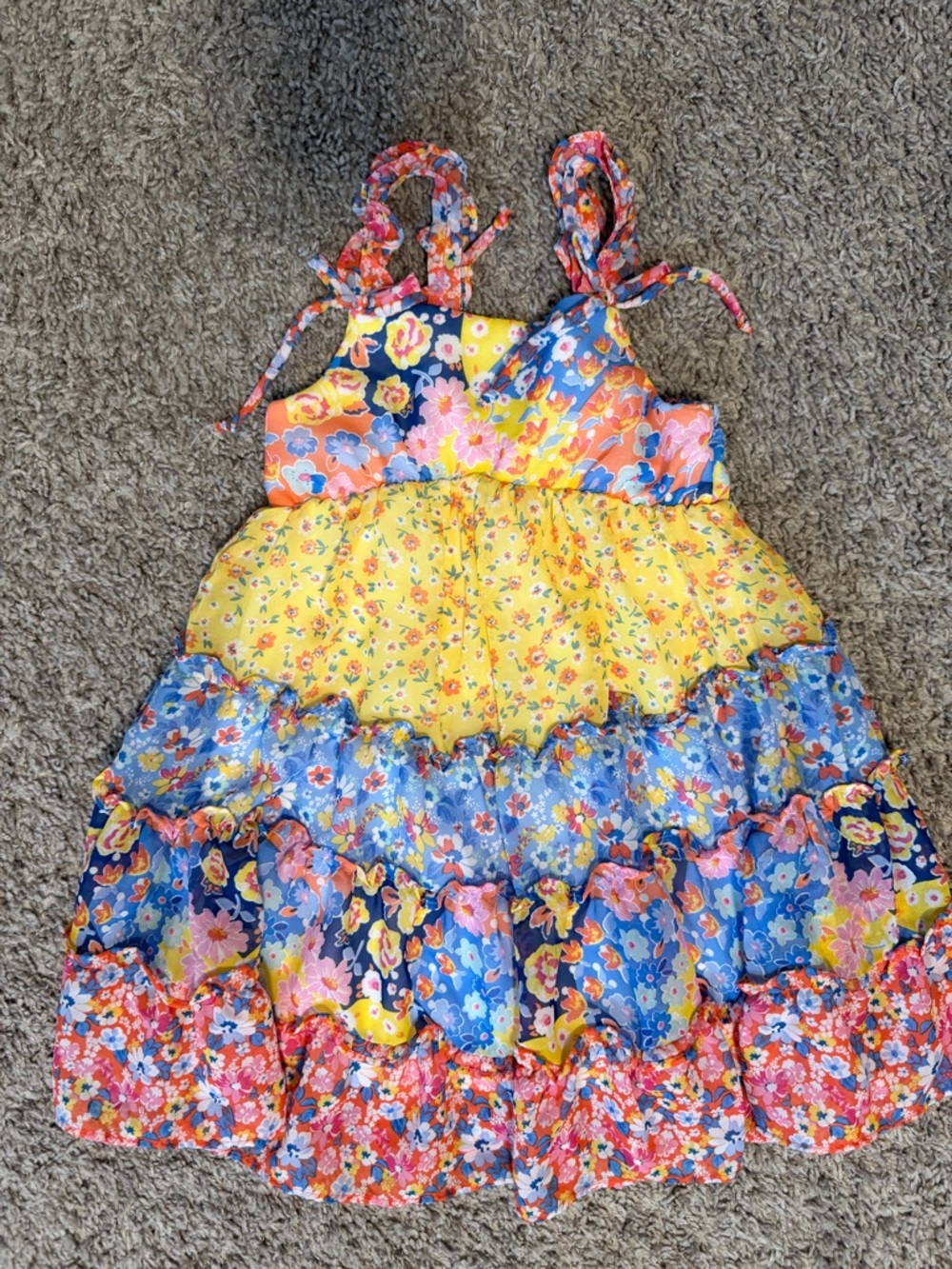2 dresses size 4 Jona Michelle Coral Floral Ruffle Tie-Shoulder Dresses - Picture 4 of 8